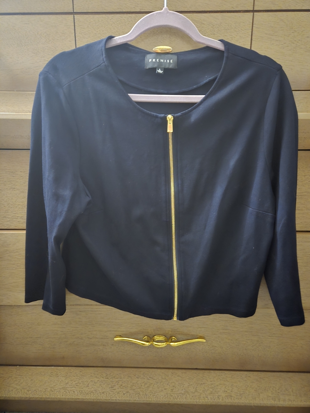 Premise Navy Blue Jacket with Gold Zipper